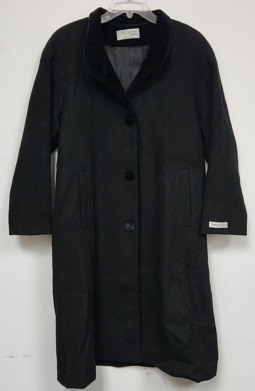 Vintage Forecaster of Boston Womens Black Wool Trench Coat-Size 4